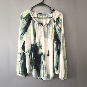 Simply Vera Vera Wang Artistic Green and Black Women's Top